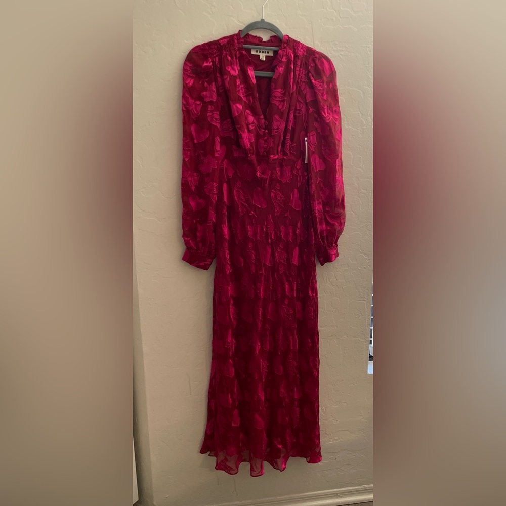 Boden Cassie Devore Midi Tea Dress
Pink Red Heart Dove modest Long Sleeve 2 - Picture 8 of 13